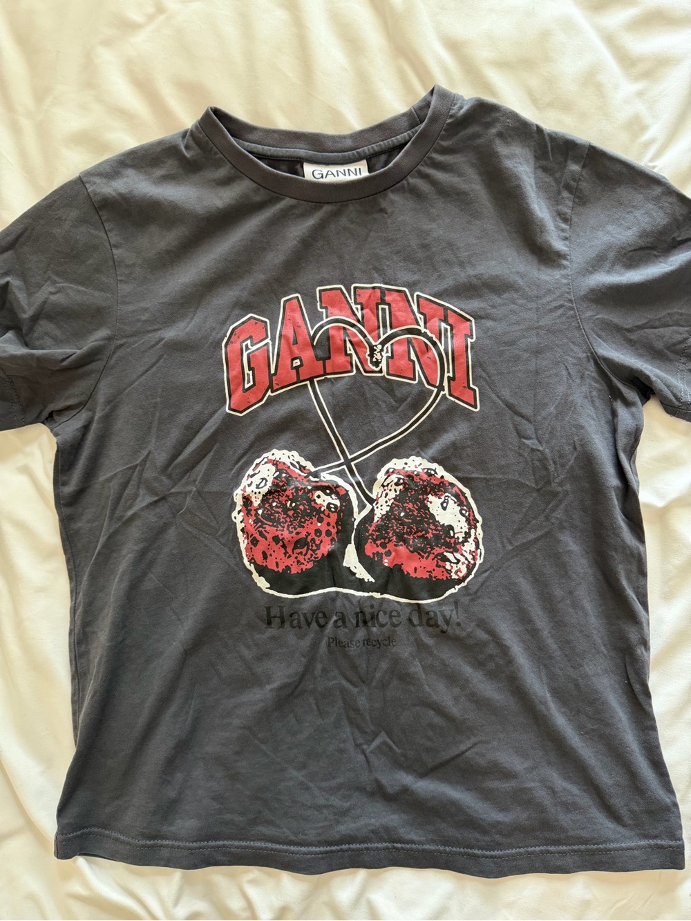 GANNI Black Graphic Cherry T-Shirt